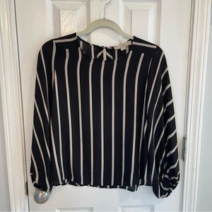 LOFT Lantern Sleeve Striped Blouse